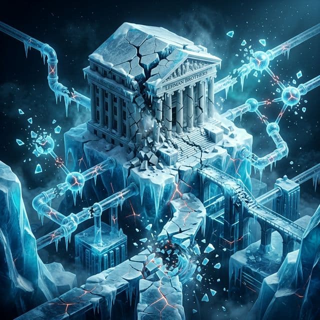 3D animated infographic of Lehman Brothers 2008 Crisis